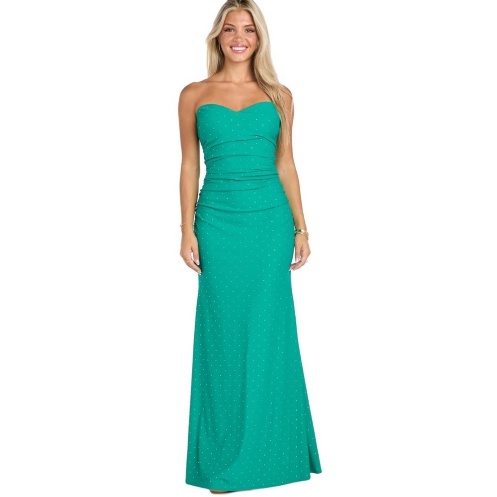 NWT Morgan & Co Women's Glam Gown W/Stone‎ Details - Color Jade - Size 11